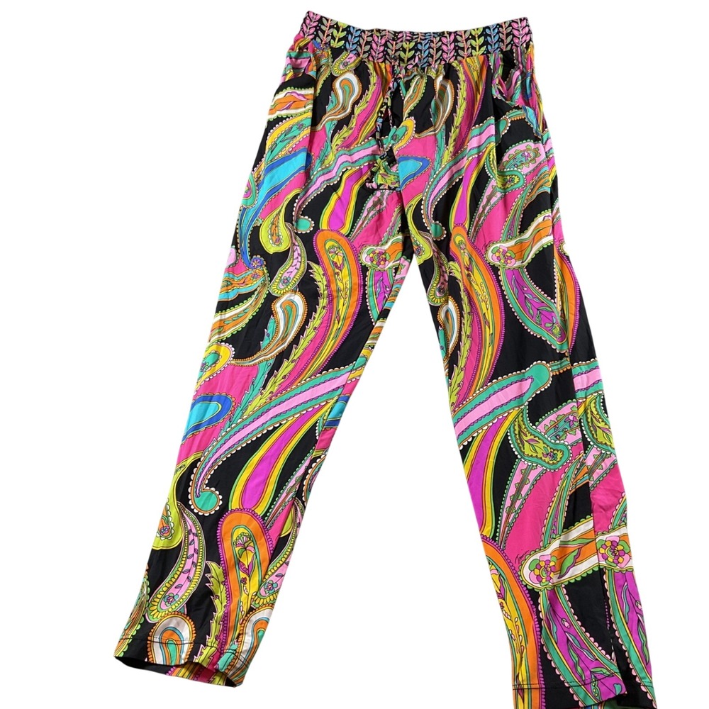 Trina Turk‎ Paisley Print Lounge Pants Colorful Elastic Waist Bohemian Trousers